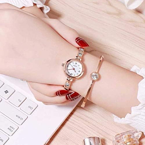 SWADESI STUFF Ladies Watch and Bracelet Set, Rose Gold, 22mm Round Case, Crystal-Studded Design (Rose Gold) - Image 5