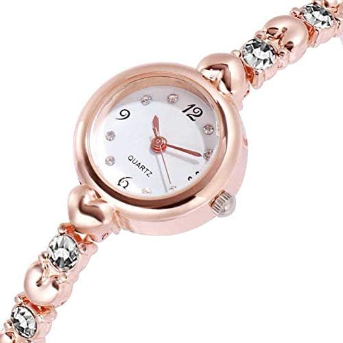 SWADESI STUFF Ladies Watch and Bracelet Set, Rose Gold, 22mm Round Case, Crystal-Studded Design (Rose Gold) - Image 4