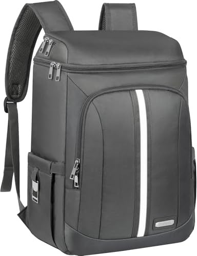 LTINVECK Cooler Backpack for Women MenInsulated Backpack Cooler Leakproof Double Deck Work Lunchboxes Cooler BagHot and Cold Thermal Backpack with Reflective StripesGrey - Image 1