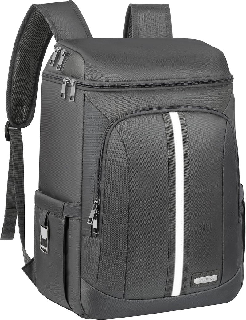 LTINVECK Cooler Backpack for Women MenInsulated Backpack Cooler Leakproof Double Deck Work Lunchboxes Cooler BagHot and Cold Thermal Backpack with Reflective StripesGrey - Image 2