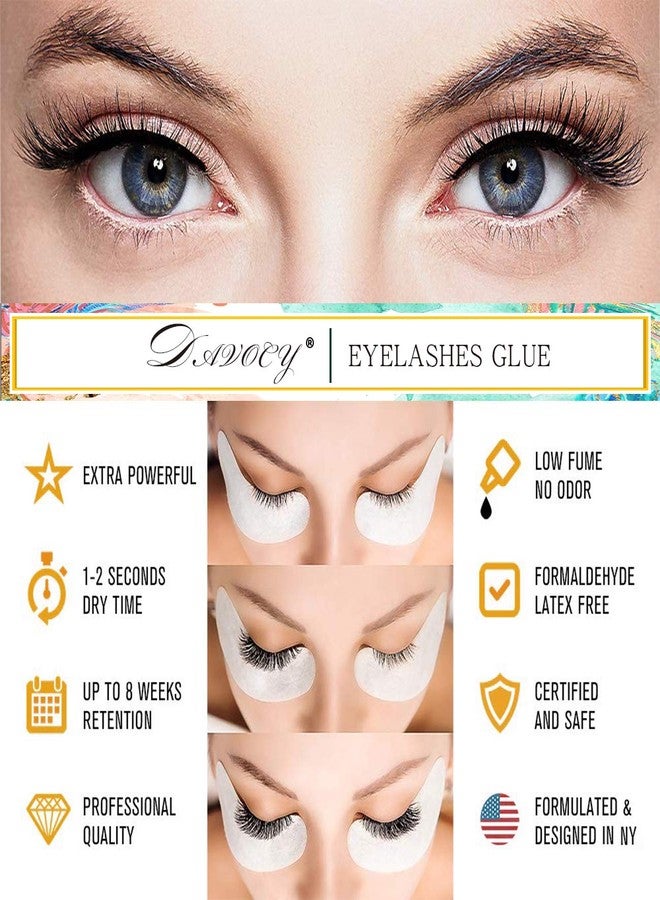 Davocy Eyelash Extension Glue, Davocy 10 ml Extra Strong Eyelash Extension Glue for Professional Use, 1-2 Sec Dry Time, 6-8 Weeks Retention, Latex Free Black Adhesive Supplies for Sensitive Eyes. 10ml 0.34OZ - Image 2