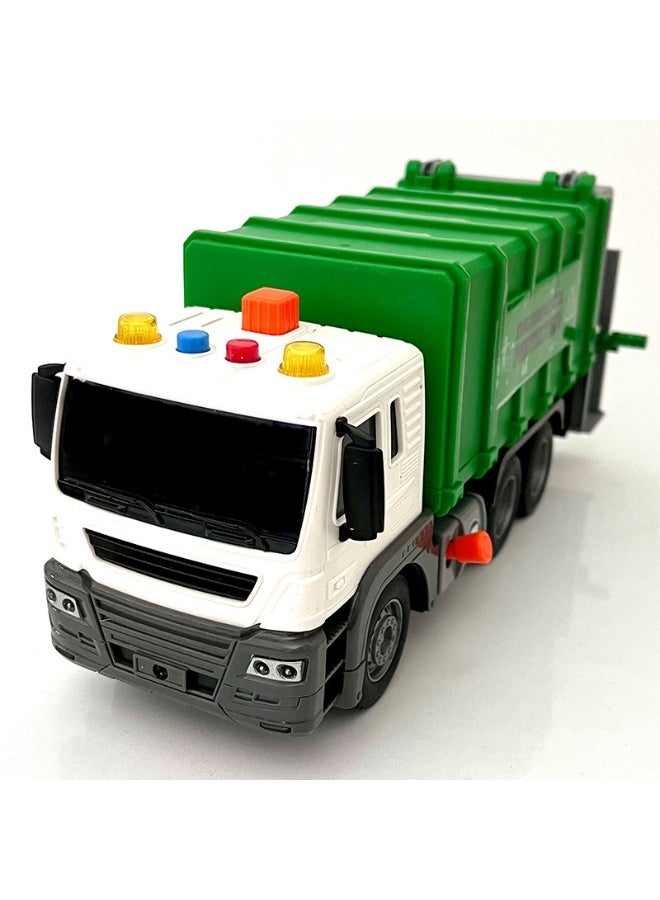 HALAMODO Garbage Truck Toys for Toddlers with Dumpster, Air Pressure Lift Inertia Garbage Truck Toy Set (With 2 Trash Bins & 40 Learning Cards) , Children Toy,  Garbage Truck Pump Lift Simulation Sanitation Vehicle , Sweeper Cleaning Truck , Friction Powered Trash Vehicle with Lights and Sounds, 26.5*10*12.5 Cm - Image 4