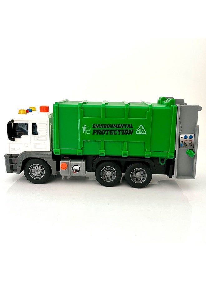 HALAMODO Garbage Truck Toys for Toddlers with Dumpster, Air Pressure Lift Inertia Garbage Truck Toy Set (With 2 Trash Bins & 40 Learning Cards) , Children Toy,  Garbage Truck Pump Lift Simulation Sanitation Vehicle , Sweeper Cleaning Truck , Friction Powered Trash Vehicle with Lights and Sounds, 26.5*10*12.5 Cm - Image 5