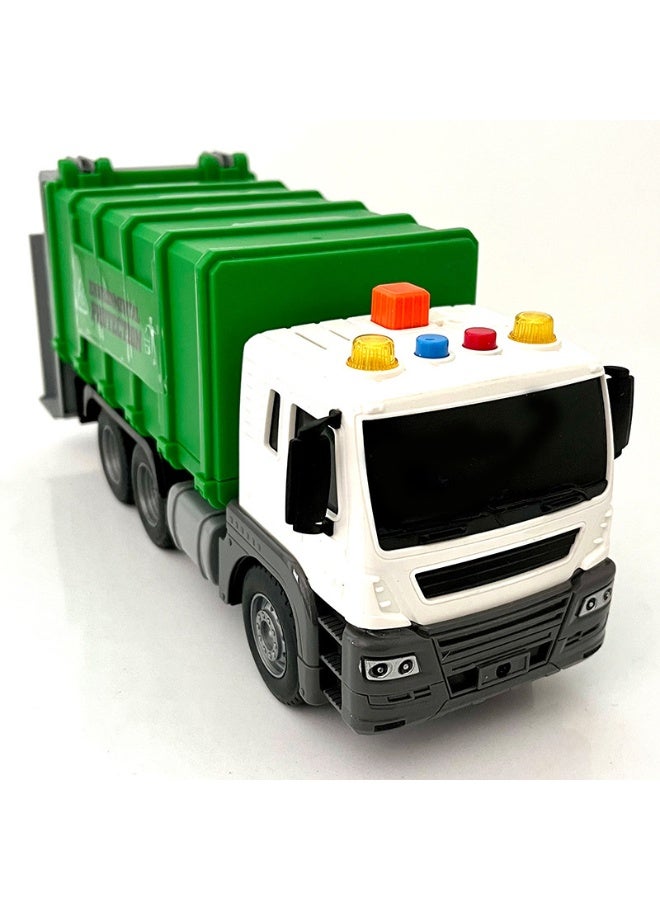 HALAMODO Garbage Truck Toys for Toddlers with Dumpster, Air Pressure Lift Inertia Garbage Truck Toy Set (With 2 Trash Bins & 40 Learning Cards) , Children Toy,  Garbage Truck Pump Lift Simulation Sanitation Vehicle , Sweeper Cleaning Truck , Friction Powered Trash Vehicle with Lights and Sounds, 26.5*10*12.5 Cm - Image 3