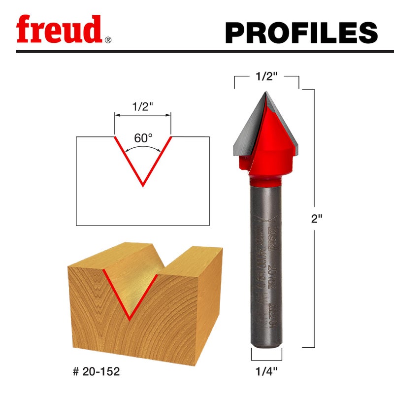 Freud 20-152: 1/2" (Dia.) 60Â° V Grooving Bit - Image 2