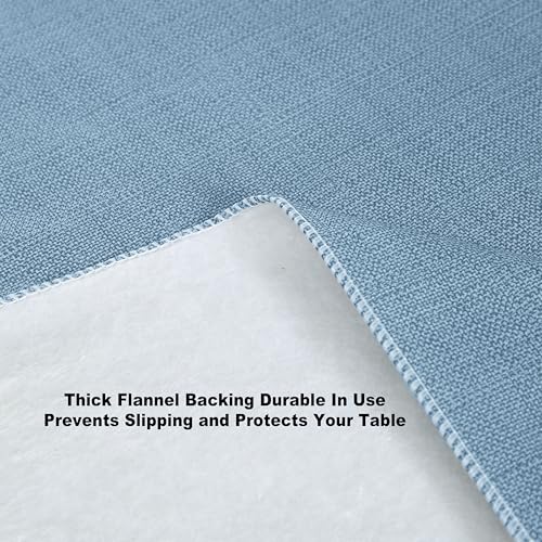 Lintex Cafe Hotel Linen Look Vinyl Flannel Backed Tablecloth, Heavyweight 4 Gauge, 70 Inch Round, Chambray Blue Indoor Outdoor Waterproof Wipe Clean Table Cover - Image 5