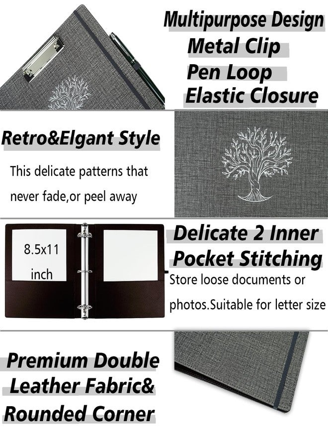BVSSX 3 Ring Binder, 2 Inch Linen Binder Organizer for Letter Size (8.5" x 11") Paper with 5-Tabs Pockets Dividers, Three Ring Binders with Clipboard, Plastic Folder, Pen Loop - Dark Grey - Image 4