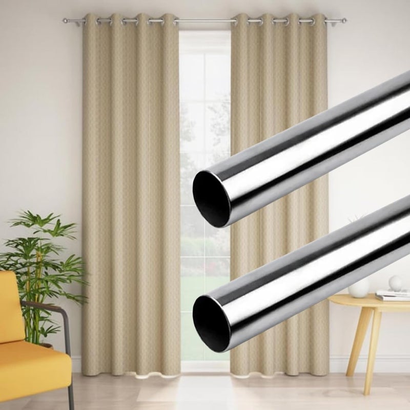 JKC Seamless Curtain Pipe No Joint Design for Enhanced Durability Ideal as Curtain Rod Pipe Shower Curtain Rod Window Curtain Rod Silver CP Pack of 2 5 FT Pipe - Image 1
