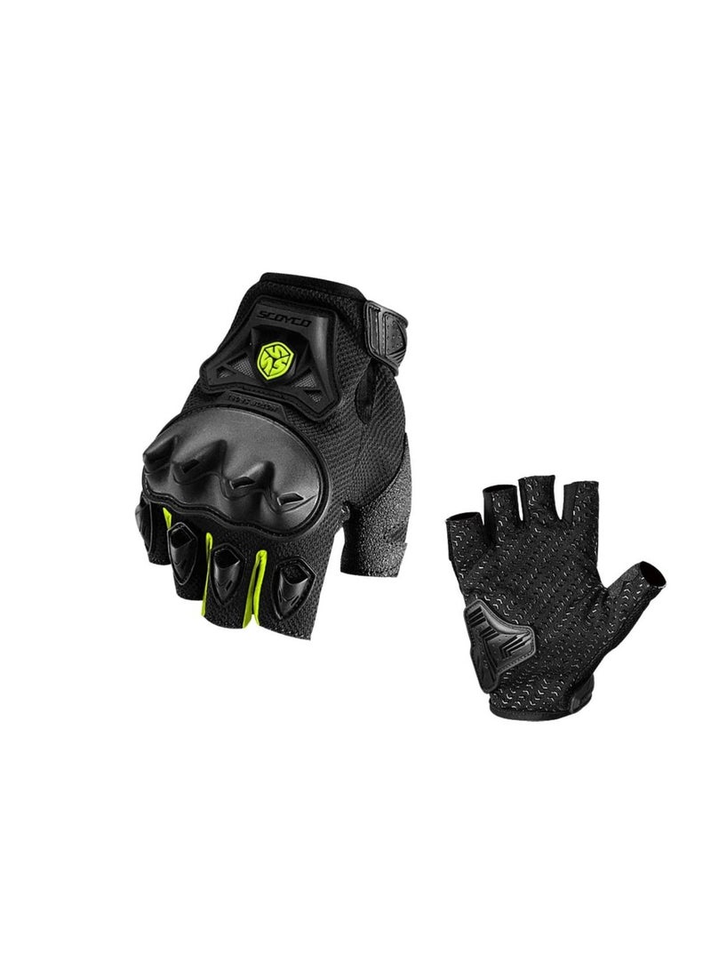 Scoyco SCOYCO Anti-Slip Breathable Reinforced Adjustable Cycling Half Finger Motorcycle Gloves MC29D - Image 1