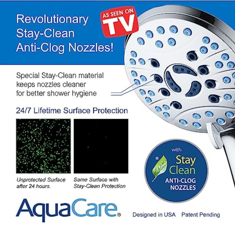 رأس دش محمول باليد بضغط عالي 8 أوضاع من AquaCare - فوهات مضادة للانسداد، غسيل قوي مدمج لتنظيف الحوض، حيوانات أليفة من البلاط، خرطوم طويل جدًا من الفولاذ المقاوم للصدأ بطول 6 أقدام، دعامات علوية على الحائط - Image 3