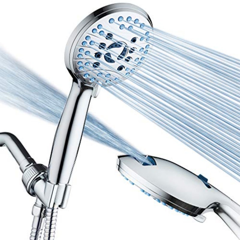 رأس دش محمول باليد بضغط عالي 8 أوضاع من AquaCare - فوهات مضادة للانسداد، غسيل قوي مدمج لتنظيف الحوض، حيوانات أليفة من البلاط، خرطوم طويل جدًا من الفولاذ المقاوم للصدأ بطول 6 أقدام، دعامات علوية على الحائط - Image 1