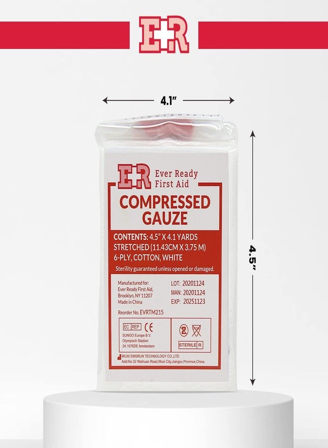 Ever Ready First Aid Compressed Sterile Gauze, 6-Ply Emergency Medical Dressing for First Aid Kits – 4.5” x 4.1 Yards - 5 Pack - Image 3