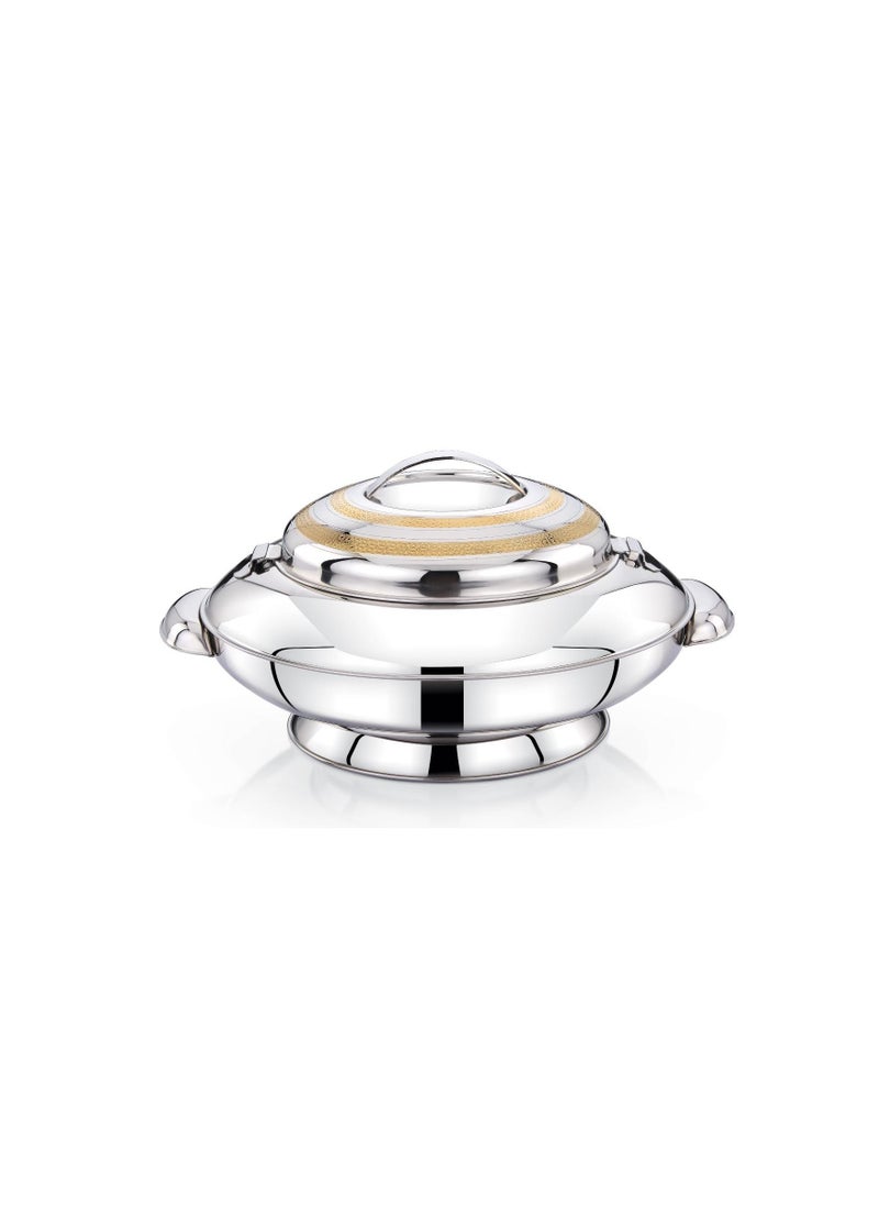 Homemaker Yaris Hotpot 2500ml Capacity - Unique Locking Lid - High Quality Stainless Steel - Gold Etching & Silver  - Image 1