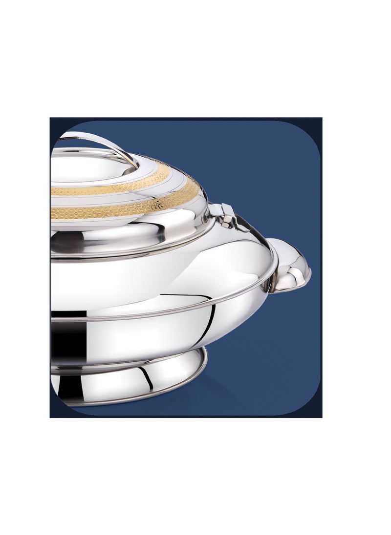 Homemaker Yaris Hotpot 2500ml Capacity - Unique Locking Lid - High Quality Stainless Steel - Gold Etching & Silver  - Image 4