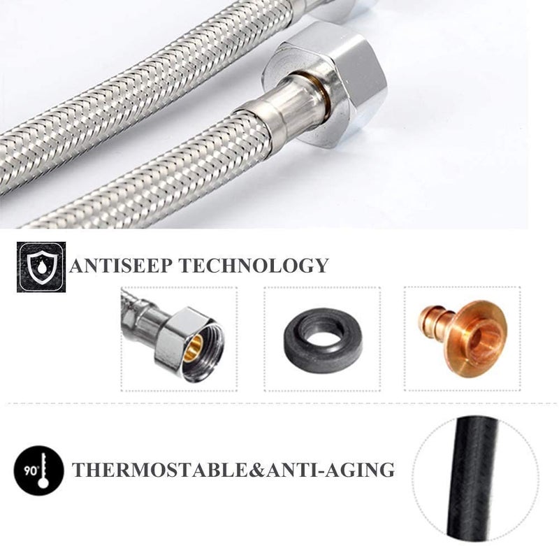 BORNEIGHTY Stainless Steel Connection Pipe for Geyser & Basin Grade SS 304 (Set of 2), (12, Inches) - Image 4