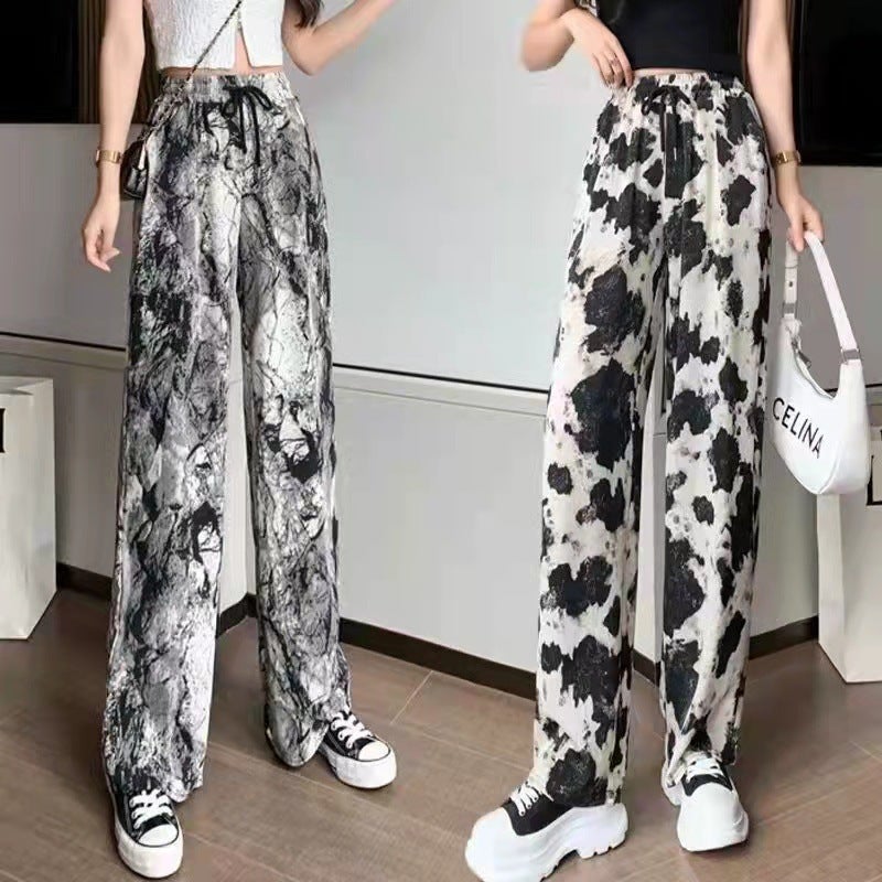 Summer Ink-Dye Casual Trousers for Women Ink painting - Image 4