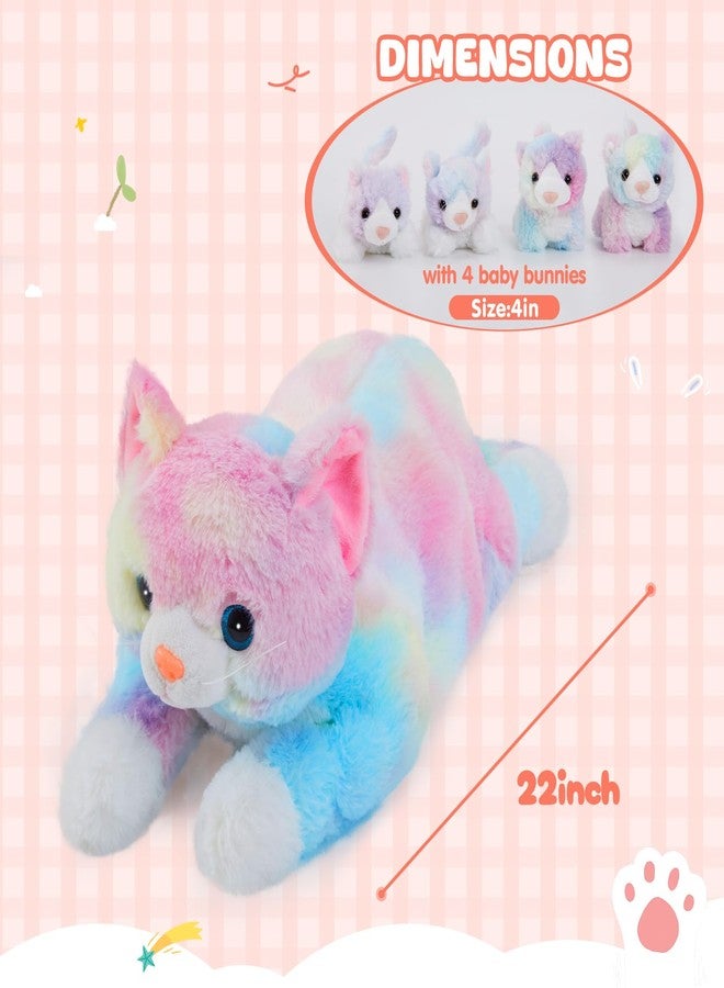 WEWILL 22'' Rainbow Cat Stuffed Animal, Mommy Cat with 4 Babies cat, Magical Cat Pillow Plushies for Girls Ages 3-8, Cats Plush Toys for Christmas, Valentine's, Birthday Gifts - Image 5