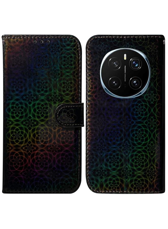erorex For Honor Magic7 Pro Colorful Magnetic Buckle Leather Phone Case(Black)