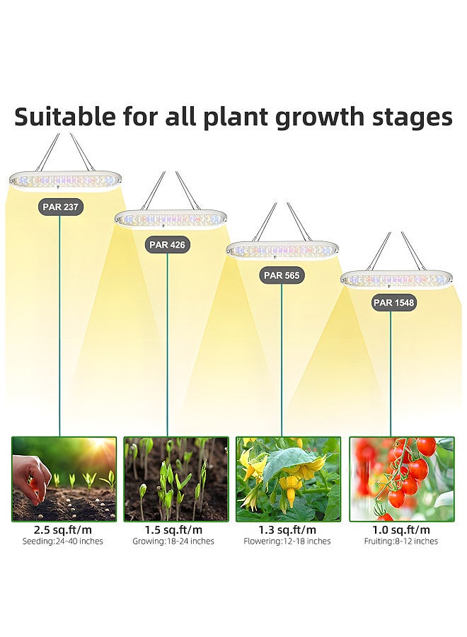 Generic LED Grow Light Full Spectrum 10W 2H/4H/8H Timer 4 Dimmable Levels Plant Lights for Indoor Plants Flower Seedlings Vegetable Pepper Hanging Growing Lamps  - Image 2