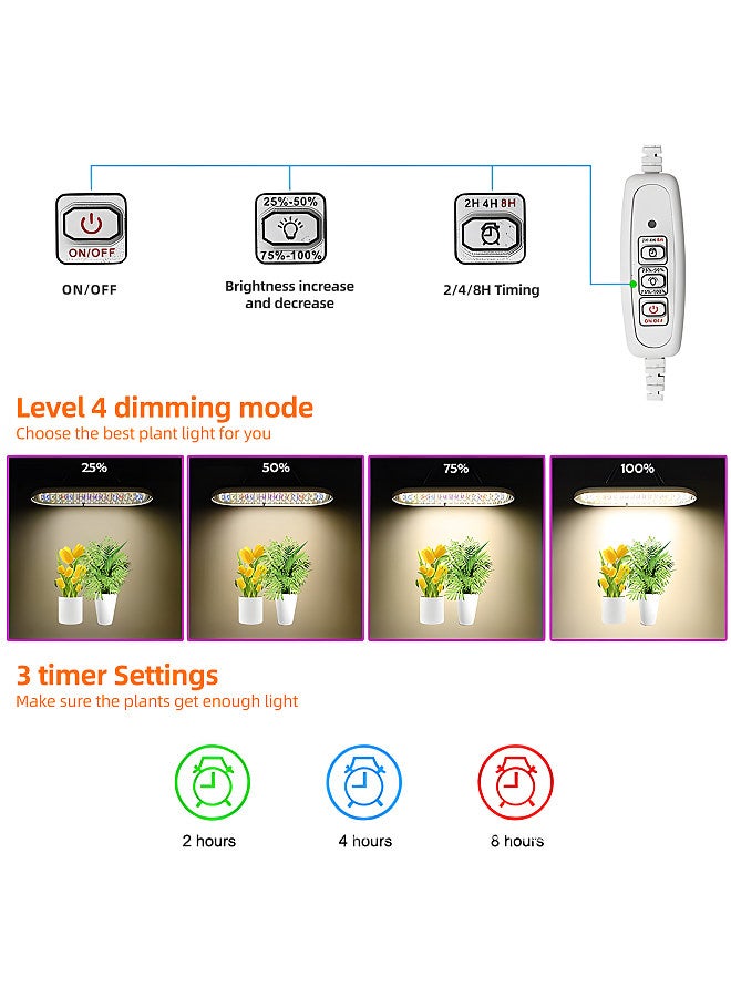 Generic LED Grow Light Full Spectrum 10W 2H/4H/8H Timer 4 Dimmable Levels Plant Lights for Indoor Plants Flower Seedlings Vegetable Pepper Hanging Growing Lamps  - Image 4