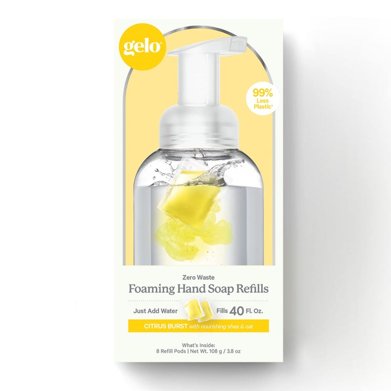 Gelo  Foaming Hand Soap Refill Pods  EcoFriendly  40oz Refill Lemon Basil  Geranium