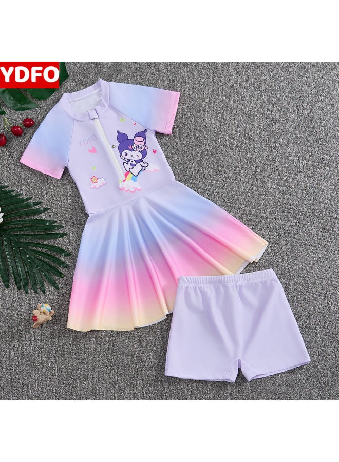 Children's Swimsuit Little Girl Summer New Split Girl Middle And Large Kidsren Professional Sun Protection Cartoon Hot Spring Swimsuit