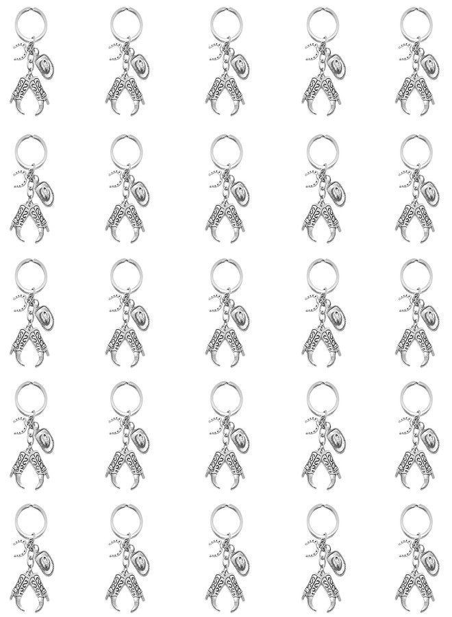 iMagitek 25 Pcs Western Cowboy Keychains Western Party Favors Hat Boot Horseshoe Keychains for Guests Western Party Supplies Horse Lover Gifts for Cowboy, Cowgirl - Image 1