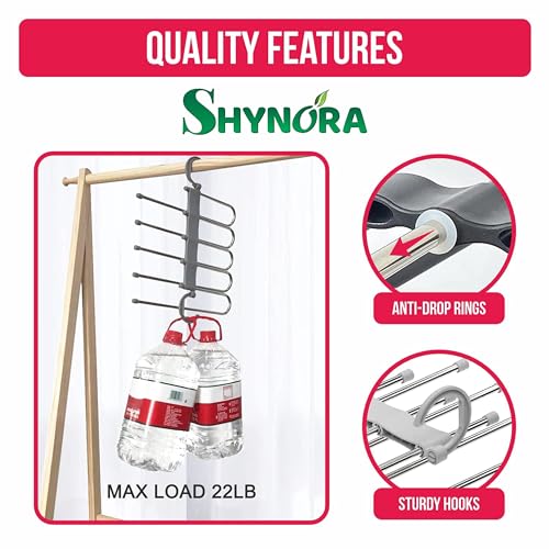 Shynora 2-Pack Multipurpose 5 in 1 Hangers, Stainless Steel Fordable Hangers for All Types of Clothes, Multilayer Pant Hanger for Wardrobe, Multipurpose Hanger Organizer (White) - Image 4