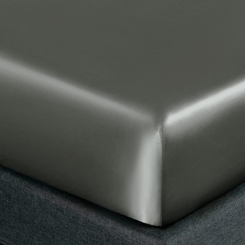 Homiest 4pcs Satin Sheets Set Luxury Silky Satin Bedding Set with Deep Pocket, 1 Fitted Sheet + 1 Flat Sheet + 2 Pillowcases (Queen Size, Dark Grey) - Image 5