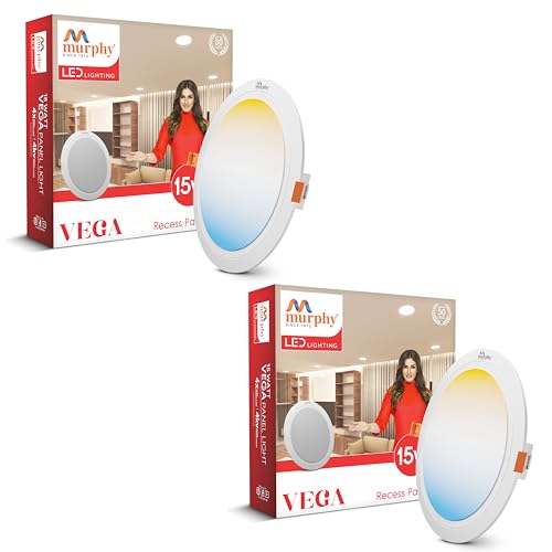 Murphy Polycarbonate Vega 15Watts Round Led Panel Ceiling Color Changing 3-In-1 Light (Cool White/Warm White/Natural White) - Pack Of 2(Others) - Image 1