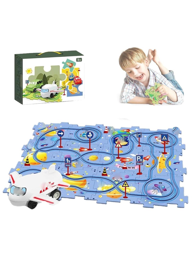 Puzzle Racer Car Track Puzzle Racer Kids Car Track Set Puzzle Track Car Play Set Meet Gladness Puzzle Track Puzzle Car Track Toy Puzzle Vehicle Track Puzzle Raceway Kids Car Track Set D25PCS - Image 1