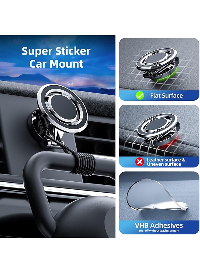KASTWAVE Car Mount Magnetic Phone Holder - Foldable Design For Iphone 14/13/12 Pro Max & All Phones - Vent & Dashboard Compatible - Image 5