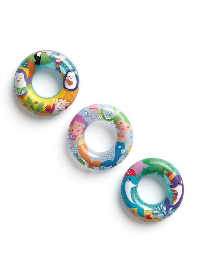 Bestway 51cm Inflatable Swim Ring for Kids - Round Float for Pool and Sea with Sea Creatures - Safe Swim Ring for Children 3 Years and Up - Durable PVC with Safety Valves - 36113 - Image 1