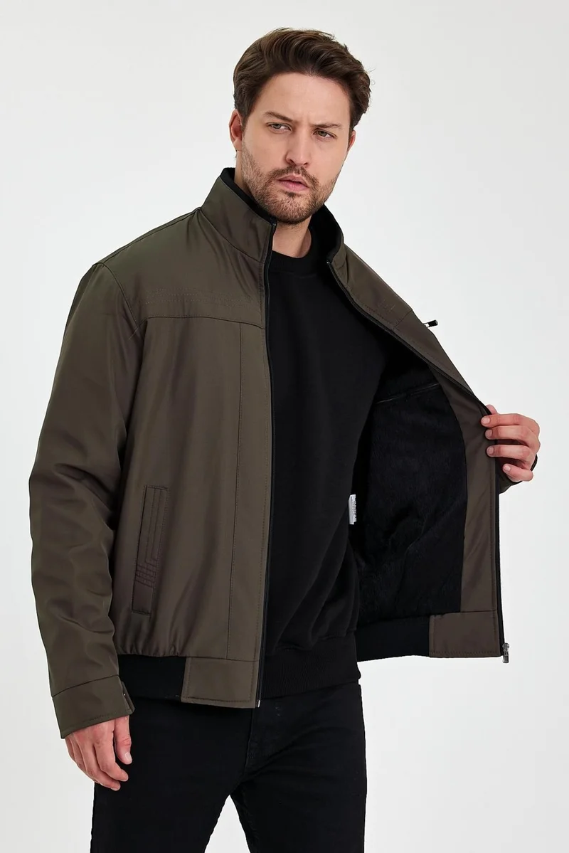 سيفيست Green Thick Fur Inside, Mandarin Collar, Wind and Waterproof Jacket&Coat
