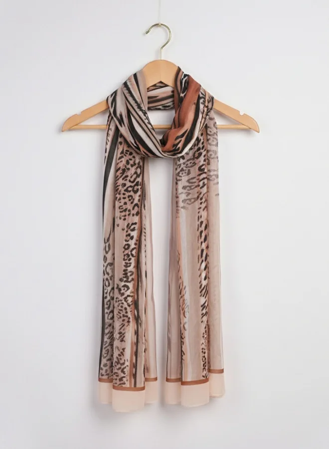lamha abaya Chiffon Scarf – Earthy Striped Pattern
