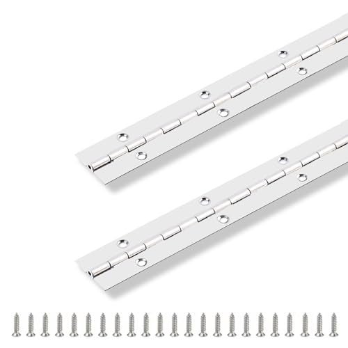GRRONZEE 2PCS Piano Hinge 12" x 1" Stainless Steel Continuous & Piano Hinge Heavy Duty Piano Hinges, 0.04" Leaf Thickness, 0.5" Knuckle Length, Screw Included - Image 1