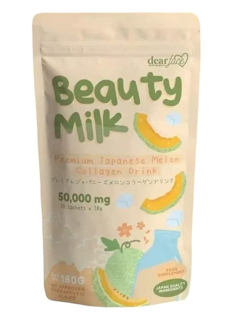 dear face - Beauty Milk Premium Japanese Melon 10 sachets x 18 g - Image 1