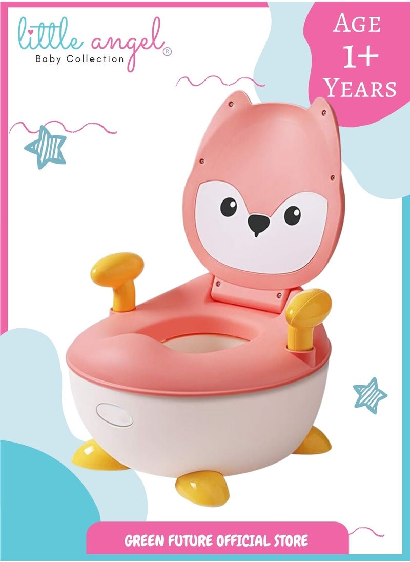 Little Angel Baby Potty Chair - Comfortable Toddler Toilet Seat with Handles, Potty Training Chair for Kids, Easy Clean Removable Tray, Pink  - Image 1