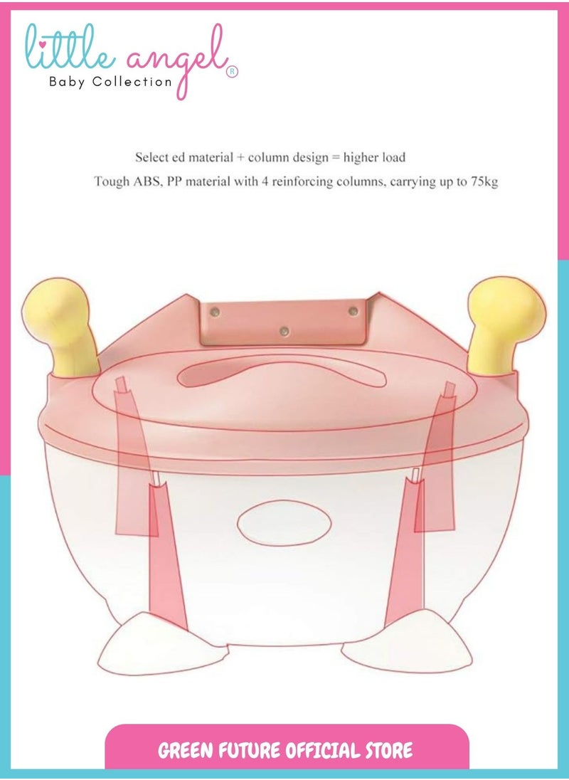 Little Angel Baby Potty Chair - Comfortable Toddler Toilet Seat with Handles, Potty Training Chair for Kids, Easy Clean Removable Tray, Pink  - Image 5