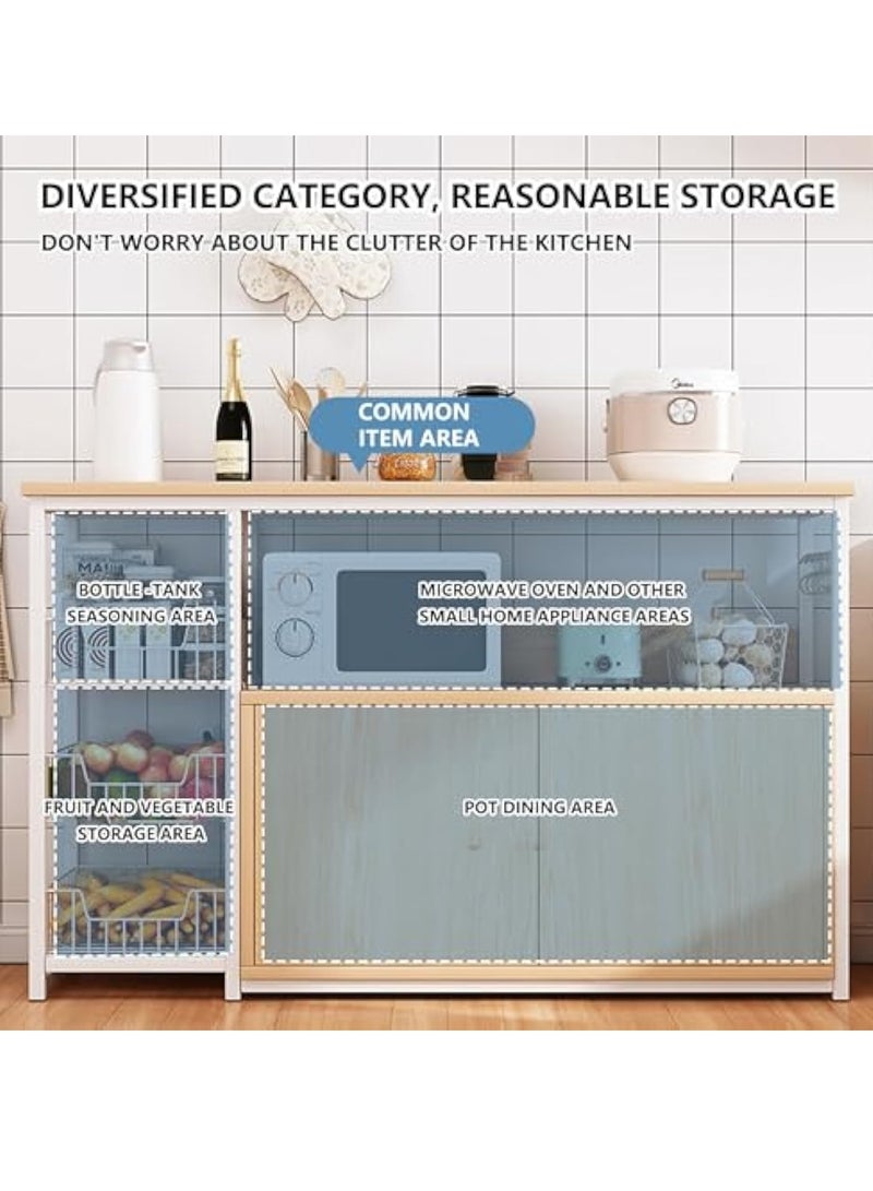 YelaJoy Kitchen Storage Shelves with Cabinet Doors, Multi-Layer Floor Standing Rack Shelf Ideal for Bathroom, Closet, Garage, Organizers and Storage, Bookshelf, Bathroom(Size:46.5 * 11.8 * - Image 4