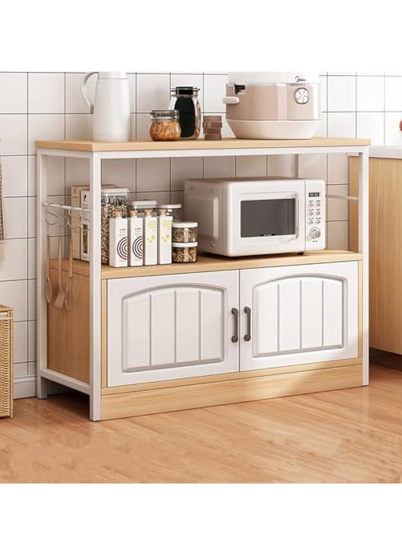 YelaJoy Kitchen Storage Shelves with Cabinet Doors, Multi-Layer Floor Standing Rack Shelf Ideal for Bathroom, Closet, Garage, Organizers and Storage, Bookshelf, Bathroom(Size:46.5 * 11.8 * - Image 1