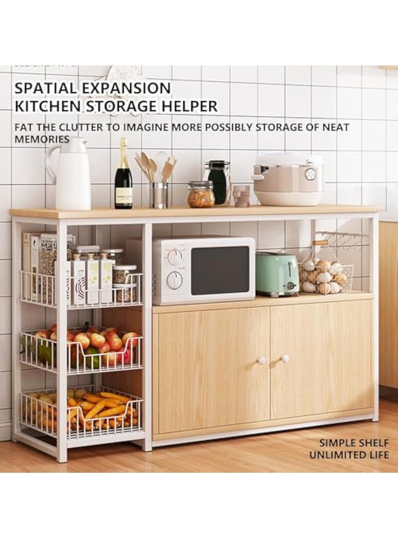 YelaJoy Kitchen Storage Shelves with Cabinet Doors, Multi-Layer Floor Standing Rack Shelf Ideal for Bathroom, Closet, Garage, Organizers and Storage, Bookshelf, Bathroom(Size:46.5 * 11.8 * - Image 3