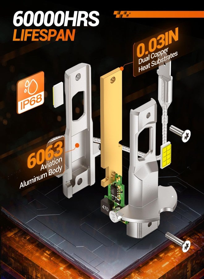 SEALIGHT H3 LED Bulb, 44,000LM Super Bright H3 LED Fog Light Bulbs, 6000K Cool White Fit for Fog Lights & DRL, Plug-n-Play Canbus Ready, Pack of 2 - Image 3