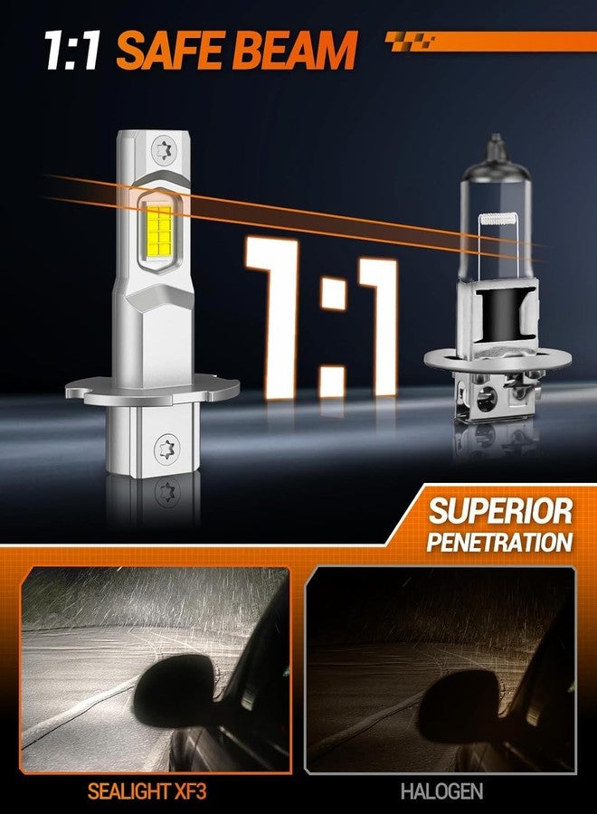 SEALIGHT H3 LED Bulb, 44,000LM Super Bright H3 LED Fog Light Bulbs, 6000K Cool White Fit for Fog Lights & DRL, Plug-n-Play Canbus Ready, Pack of 2 - Image 4