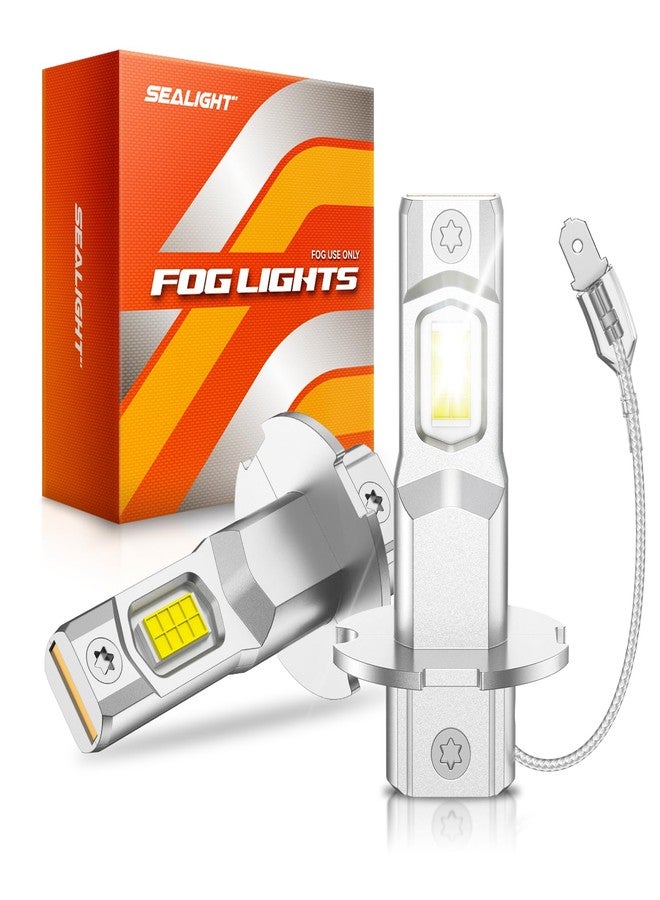 SEALIGHT H3 LED Bulb, 44,000LM Super Bright H3 LED Fog Light Bulbs, 6000K Cool White Fit for Fog Lights & DRL, Plug-n-Play Canbus Ready, Pack of 2 - Image 1