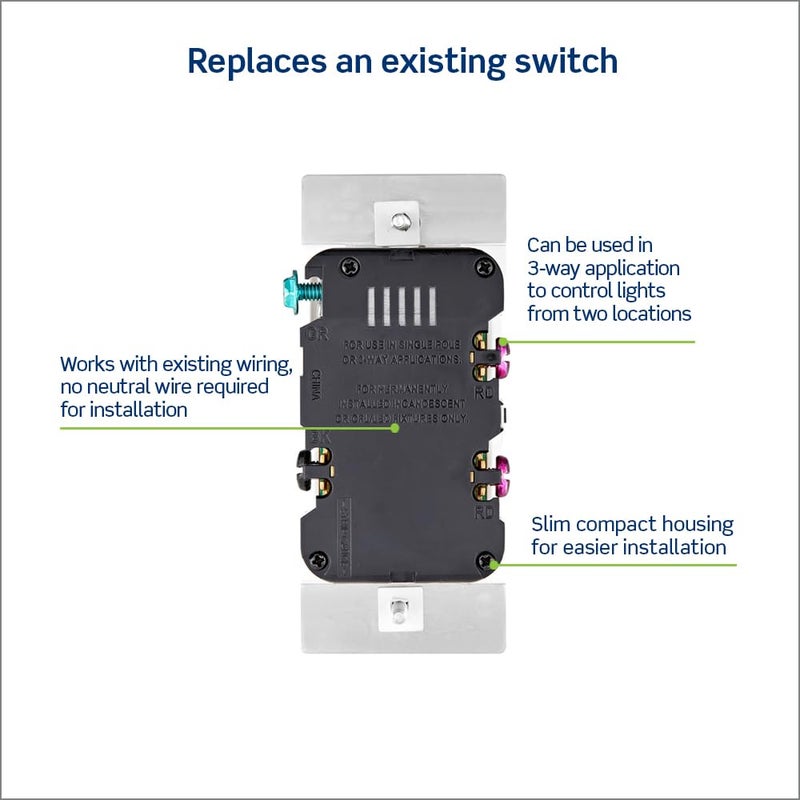 Leviton Toggle Slide Dimmer Switch for Dimmable LED, Halogen and Incandescent Bulbs, TSL06-1LW, White - Image 4