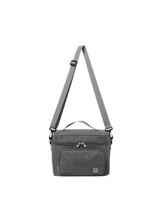 Miniso MINISO Solid Color Large Capacity Crossbody Lunch Bag (Gray) – Insulated Thermal Lunch Bag, Durable, Easy-to-Clean, Portable Crossbody Strap, Ideal for Work, School, Travel, Picnics, and Outdoor Activities 