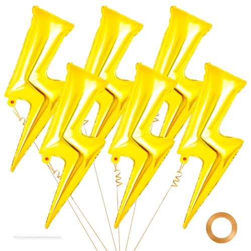 YOTHORN 6 Pcs Large Lightning Balloons36 Inch Lightning Bolt Foil BalloonsFlash Balloon for PartyBolt Shape Foil Balloon for Birthday Party Wedding Baby Shower Boys Electric Supplies Yellow - Image 1