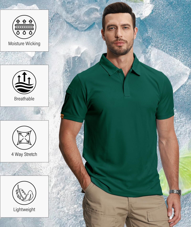 ZITY 5 Pack Mens Polo Shirt Short Sleeve Sports Golf Tennis T-Shirt Moisture-Wicking Summer Shirts Darkblue Forest Black Wine Deepgrey Large - Image 5