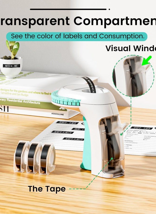 EazeID Embossing Label Maker Machine with Tape, Retro Embossed Label Maker Printer, Portable Embosser Machine with 3 Rolls 3D Embossing Label Tape for Kid DIY Home School Supplies Office Organization - Image 5
